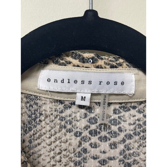 ENDLESS ROSE Embellished Python-Print Shirt in Brown, Sz M - Picture 7 of 8